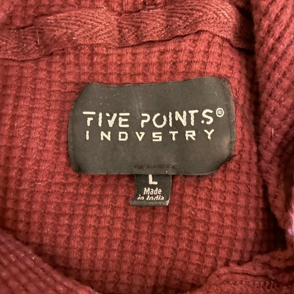 Five Points Industry Waffle Knit Long Sleeve Hooded Shirt, Burgundy, Size L, EUC - Picture 3 of 4